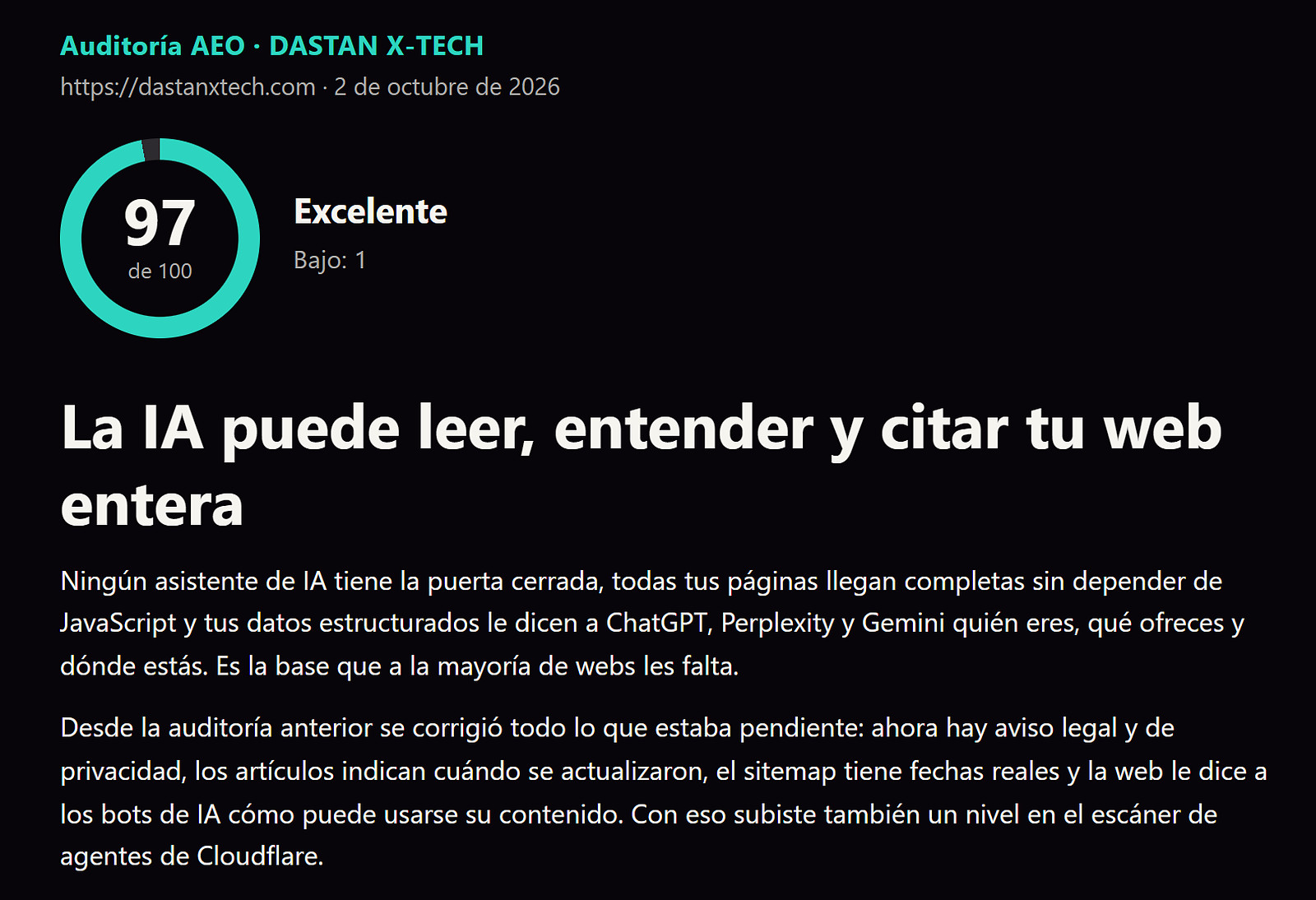Informe AEO real, preparada para la IA